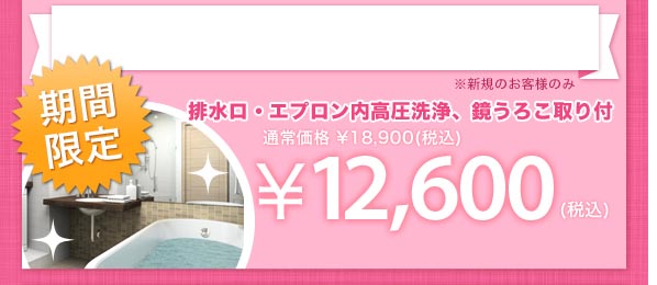 排水管すっきり安心4点洗浄パック      約40%OFF! 4点合計¥27,300(税込)が、なんと¥16,500(税込)